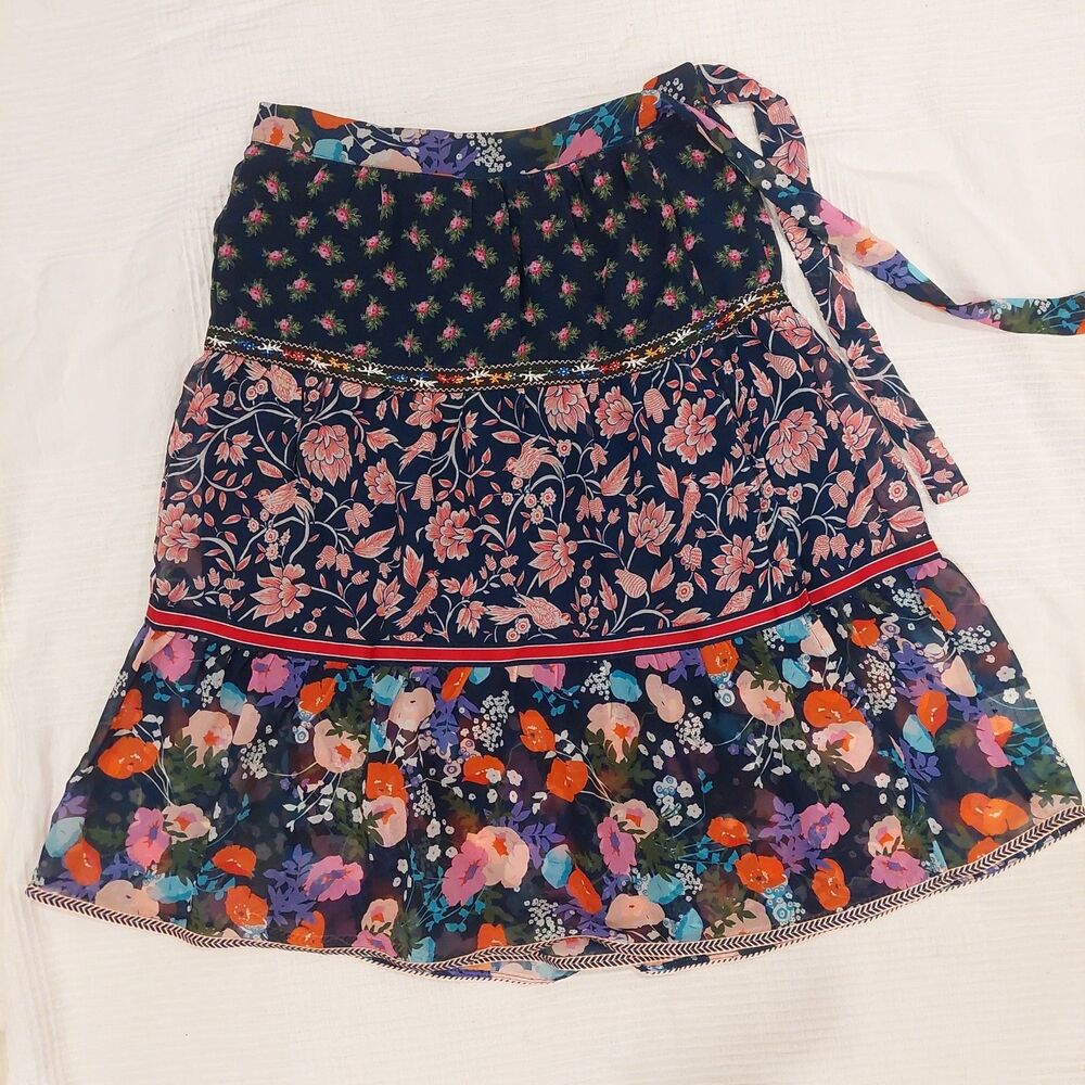 One September Anthropologie Floral Tiered Midi Skirt Size S